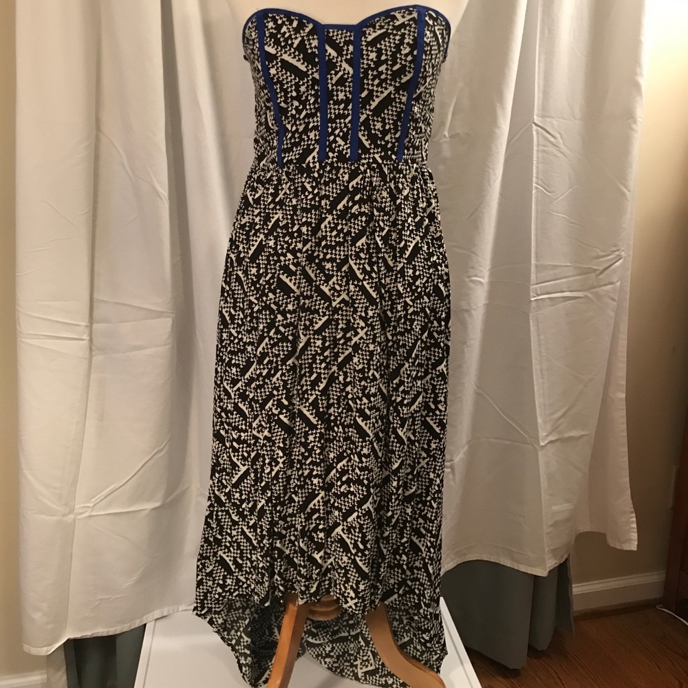 Strapless High-Low black and white w/blue Dress